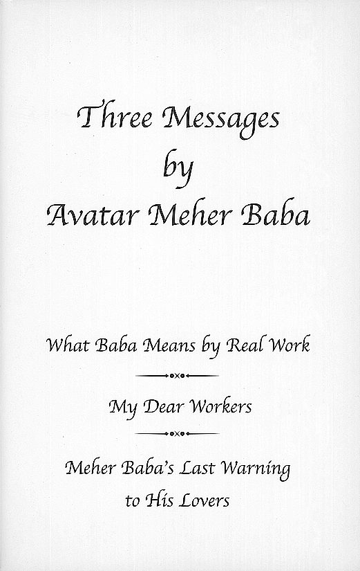 Three Messages by Avatar Meher Baba